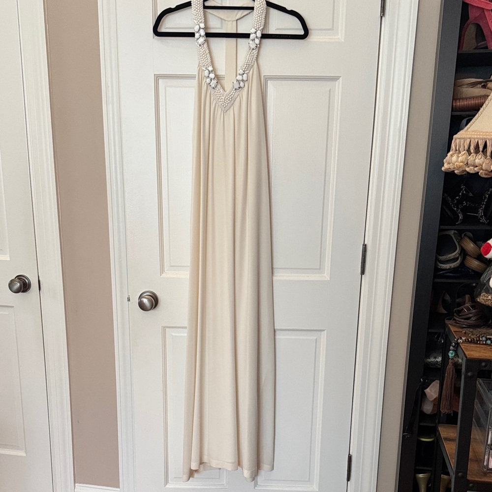 Club Monaco Creamy White Halter Maxi Dress